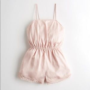 Gilly Hicks Pink Satin Romper with Hearts